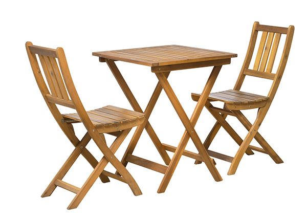 Aiamööbli komplekt laud + 2 tooli, akaatsia