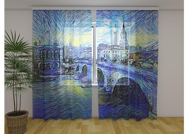 Läbipaistev fotokardin London Bridge in Van Gogh Style 240x220 cm