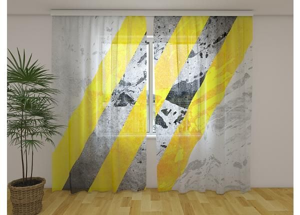 Läbipaistev fotokardin Yellow and Gray Lines Abstractions 240x220 cm