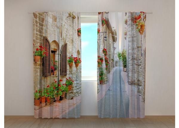 Poolpimendav fotokardin Italian Alley with Flowers 2 240x220 cm