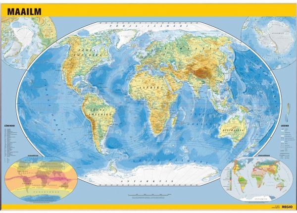 Regio Maailma üldgeograafiline seinakaart 150 x 105 cm