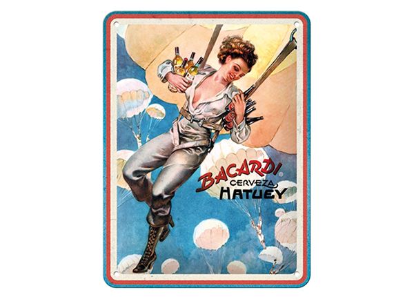 Retro metallposter Bacardi - Cerveza Hatuey Pin Up Girl 15x20 cm