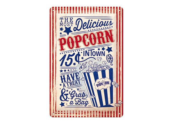 Retro metallposter Popcorn 20x30 cm