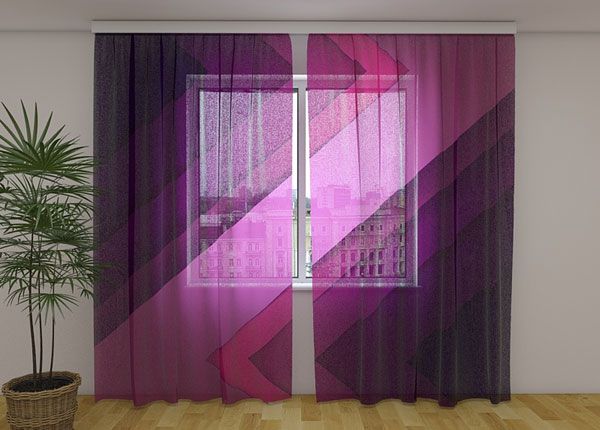 Šifoon-fotokardin Purple lines 240x220 cm