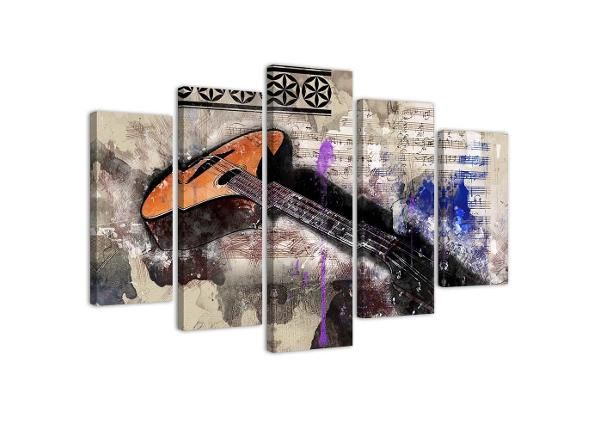 Viieosaline seinapilt Guitar - abstraction