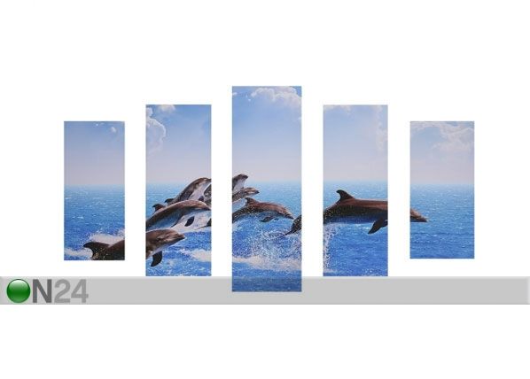 Viieosaline seinapilt Jumping Dolphins 160x60 cm