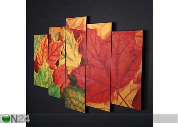Viieosaline seinapilt Leaves I, 100x60 cm
