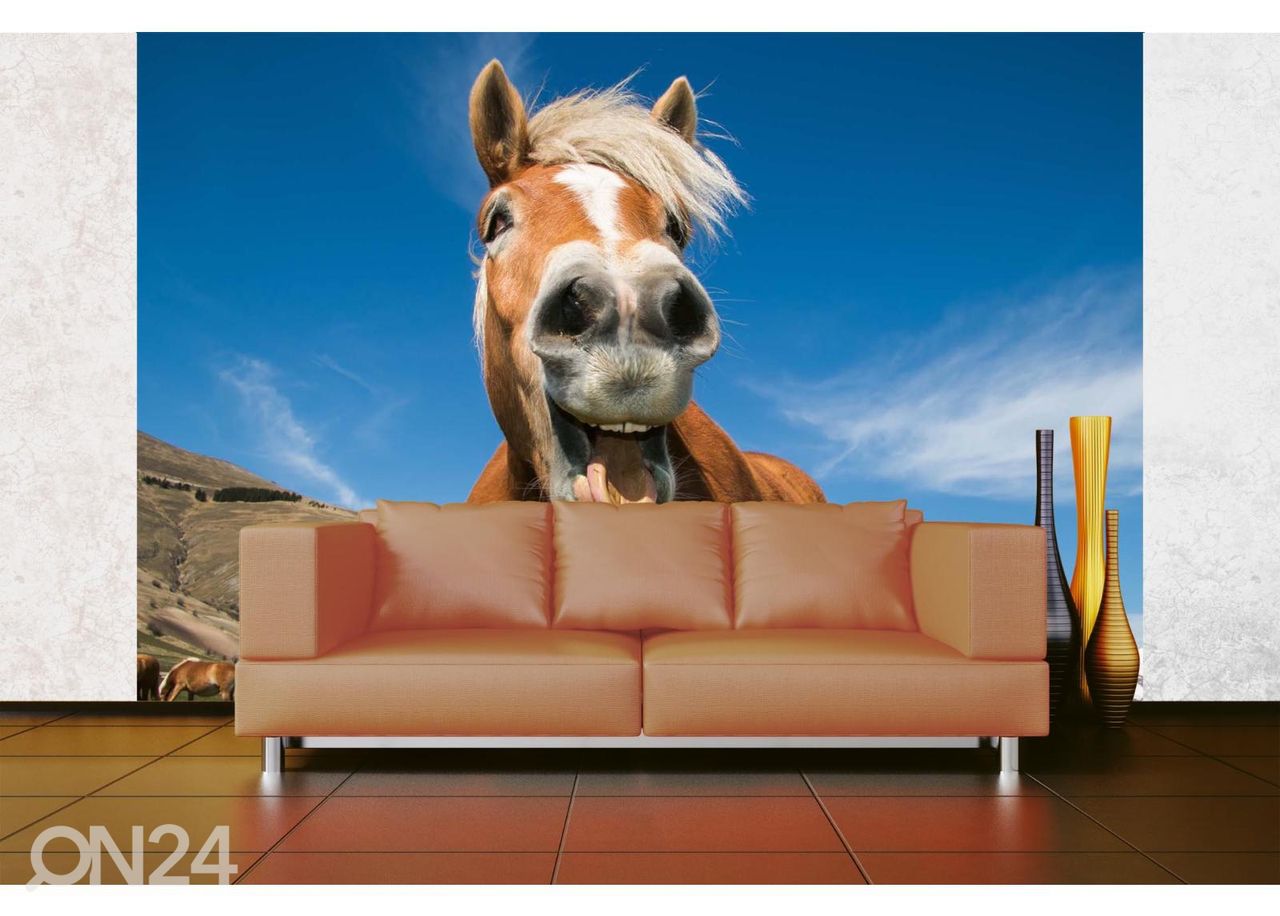 Fliis fototapeet Funny Shot Of Horse suurendatud