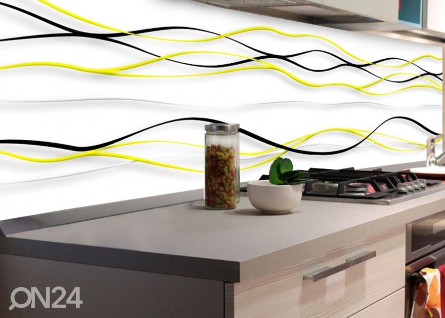 Köögi tagasein Yellow waves 180x60 cm suurendatud