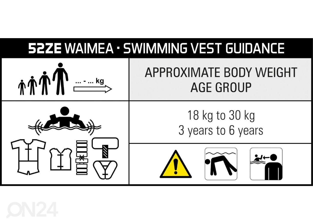 Laste ujumisvest Hero 3-6 aastat Waimea suurendatud