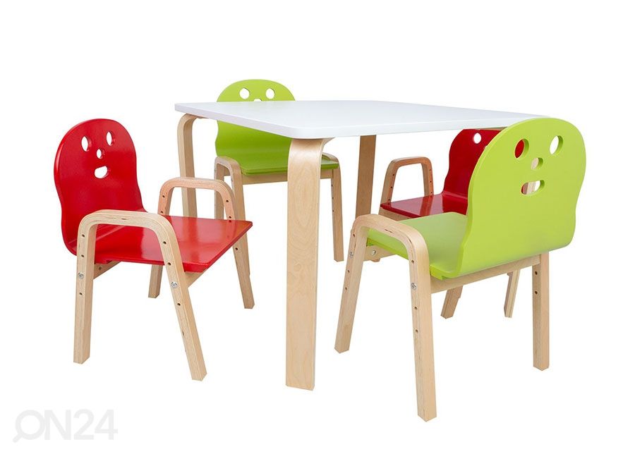 Lastelaud ja toolid Happy suurendatud