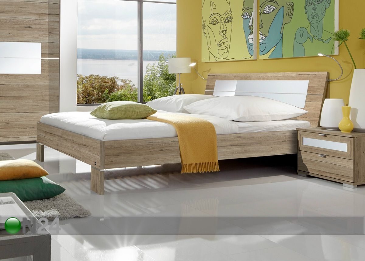 Magamistoakomplekt Pleasure 2 öökappi + voodi 180x200 cm + riidekapp suurendatud