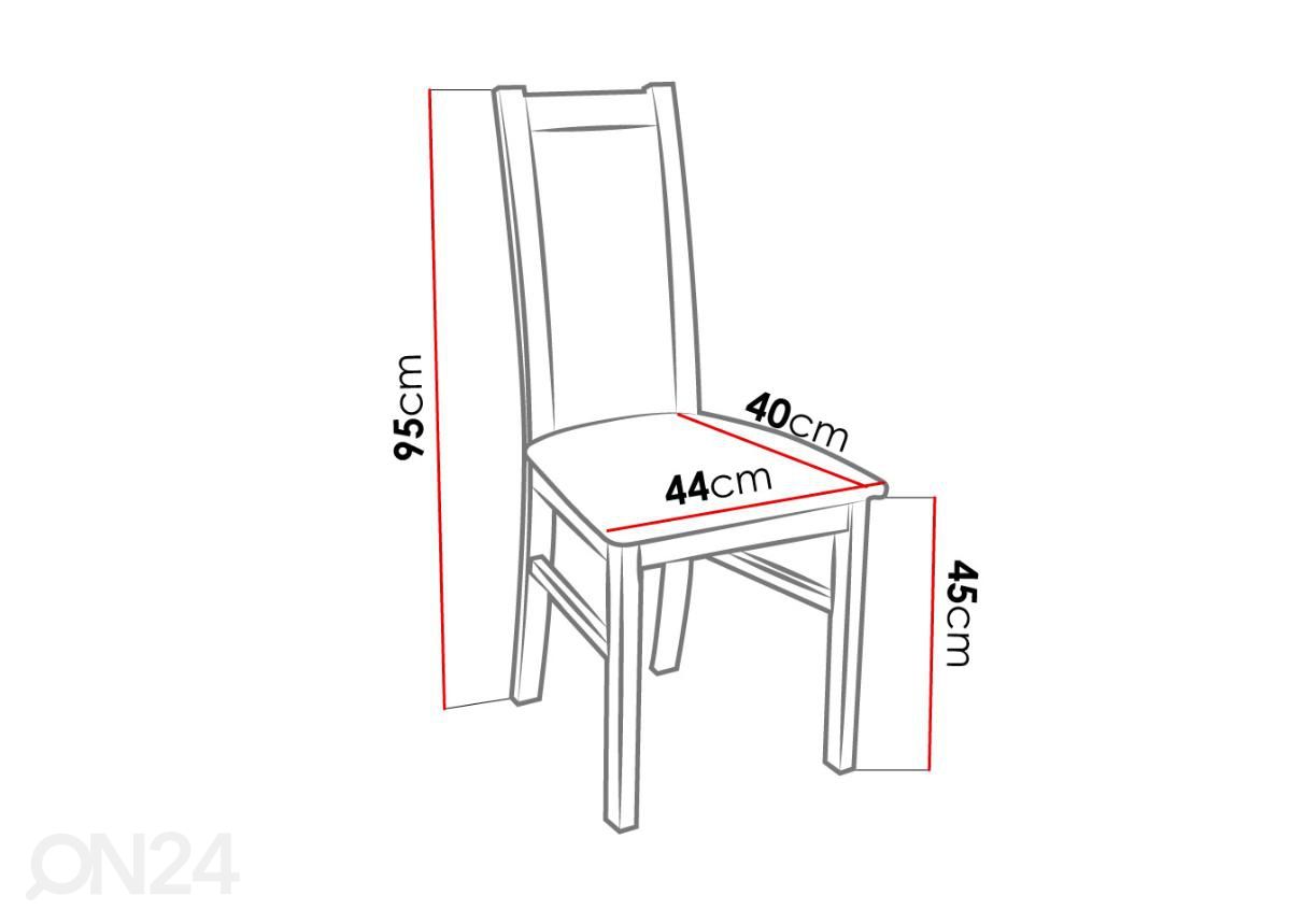Pikendatav söögilaud 80x140-195 cm + 6 tooli suurendatud