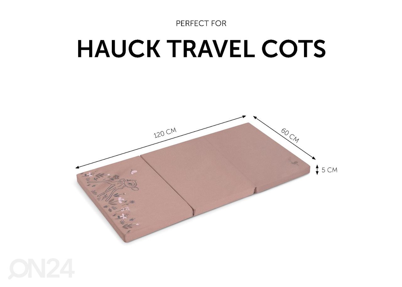 Reisivoodi madrats 60x120 cm Hauck Sleeper Bambi roosa suurendatud