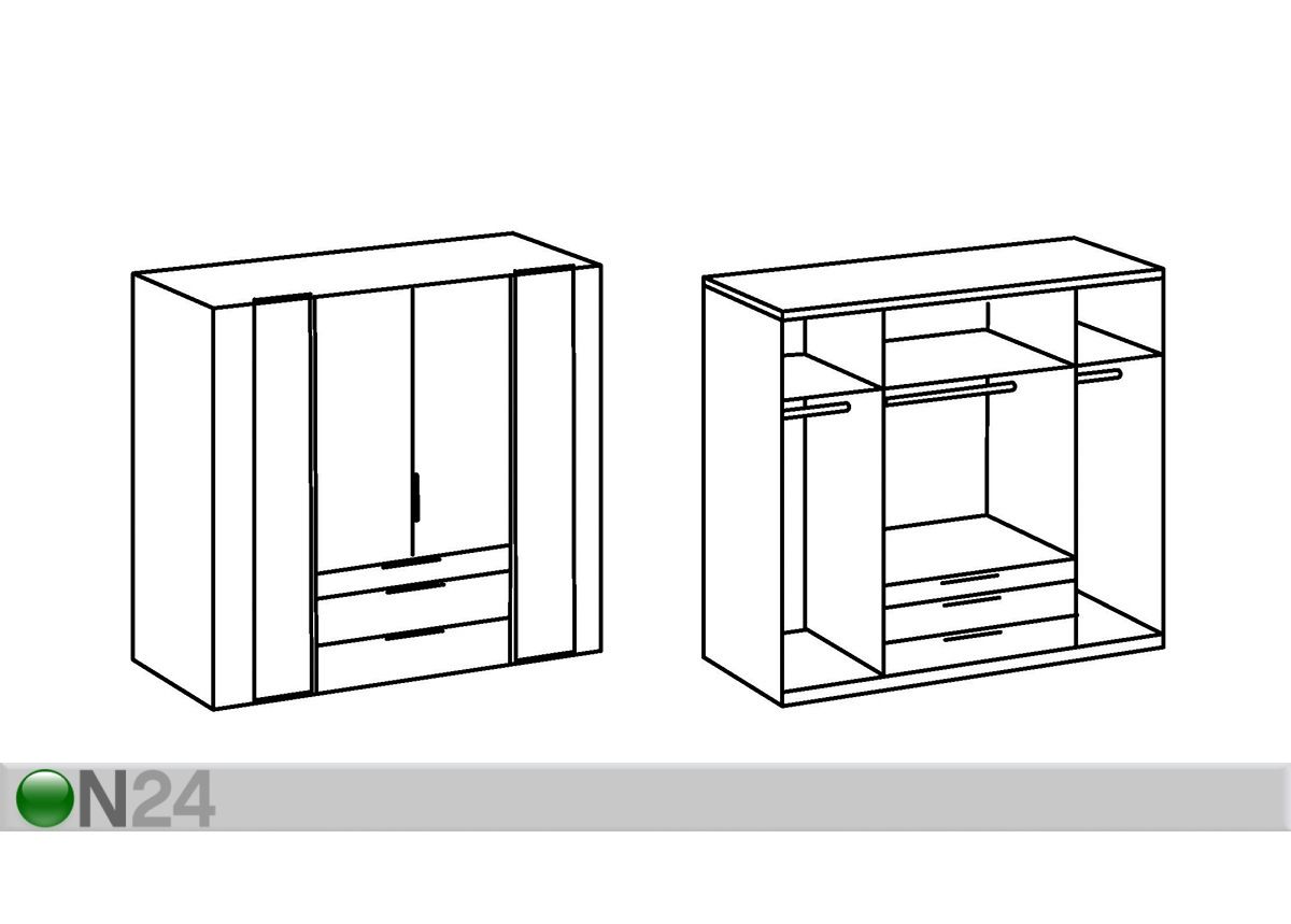 Riidekapp Chicago 200 cm suurendatud