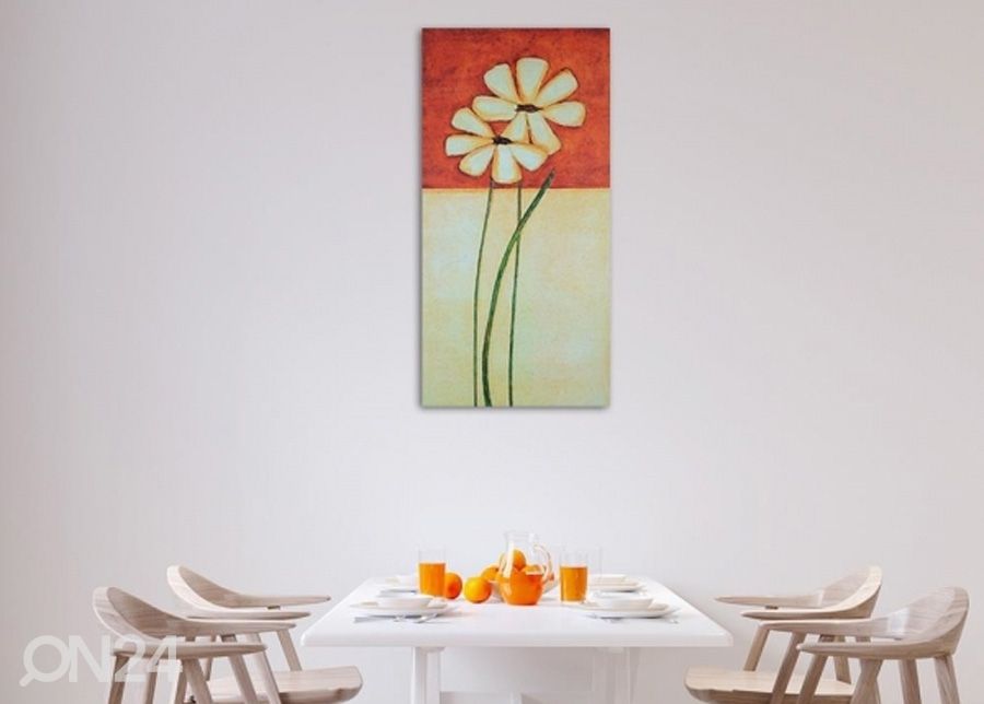 Seinapilt Painted daisies 3D 50x100 cm suurendatud