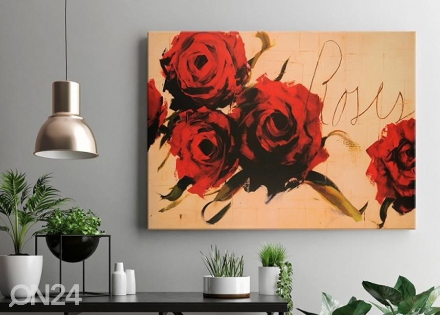 Seinapilt Painted Roses 3D 98x68 cm suurendatud