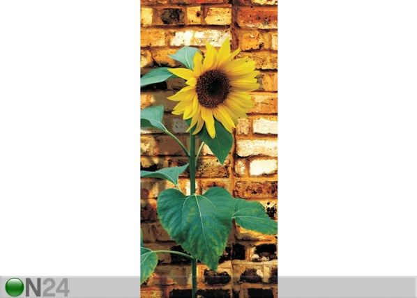 Fliis-fototapeet Sunflower with bricks 90x202 cm