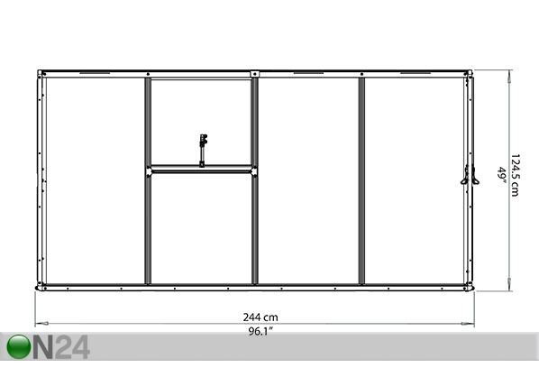 Seinakasvuhoone Palram Hybrid 2,44x1,24 m, 3,04 m²