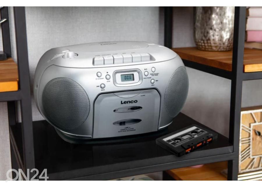 CD-raadio kassetimängijaga Lenco, hõbedane suurendatud