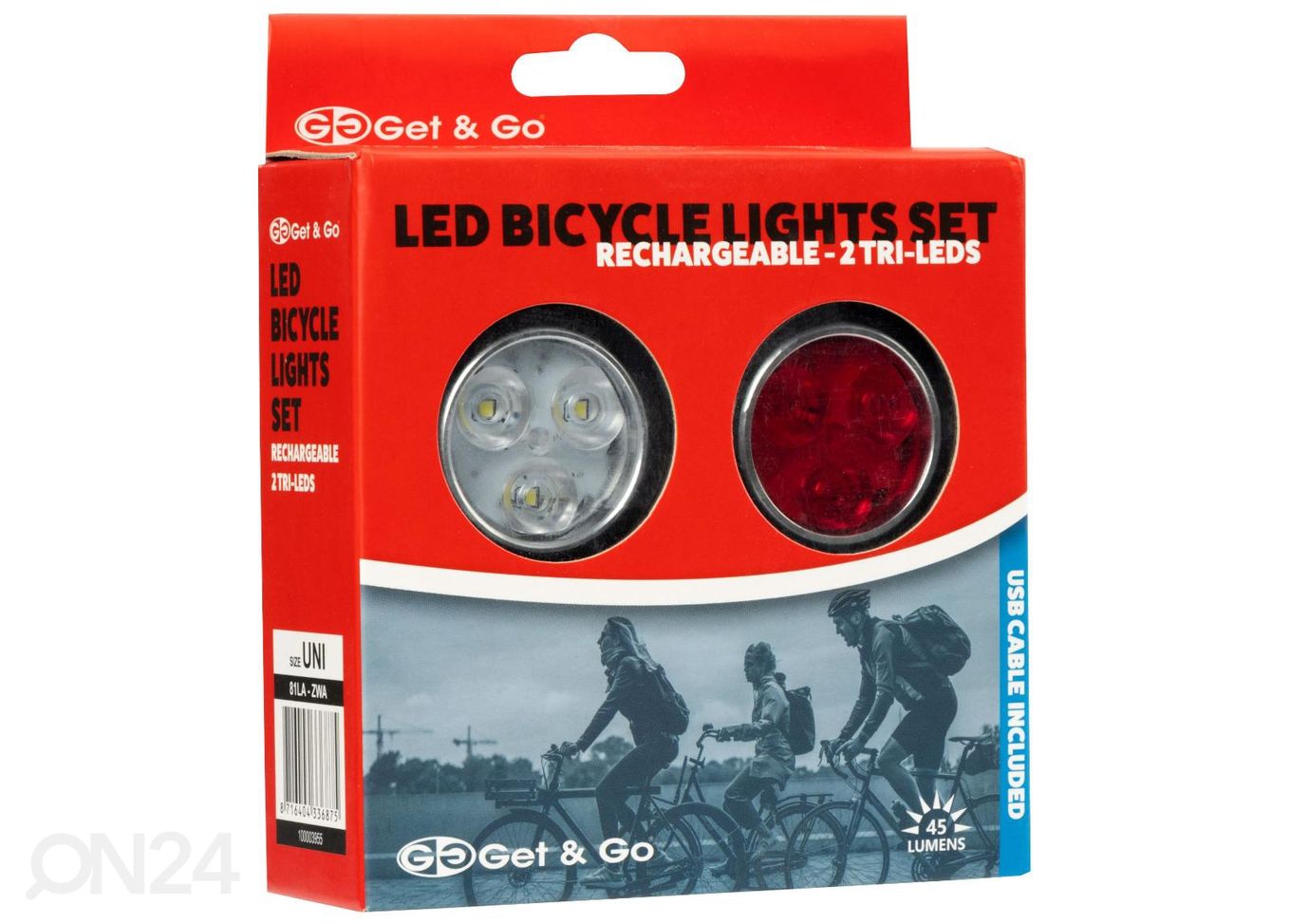Jalgratta tulede komplekt Tri-LED 45 2 tk suurendatud