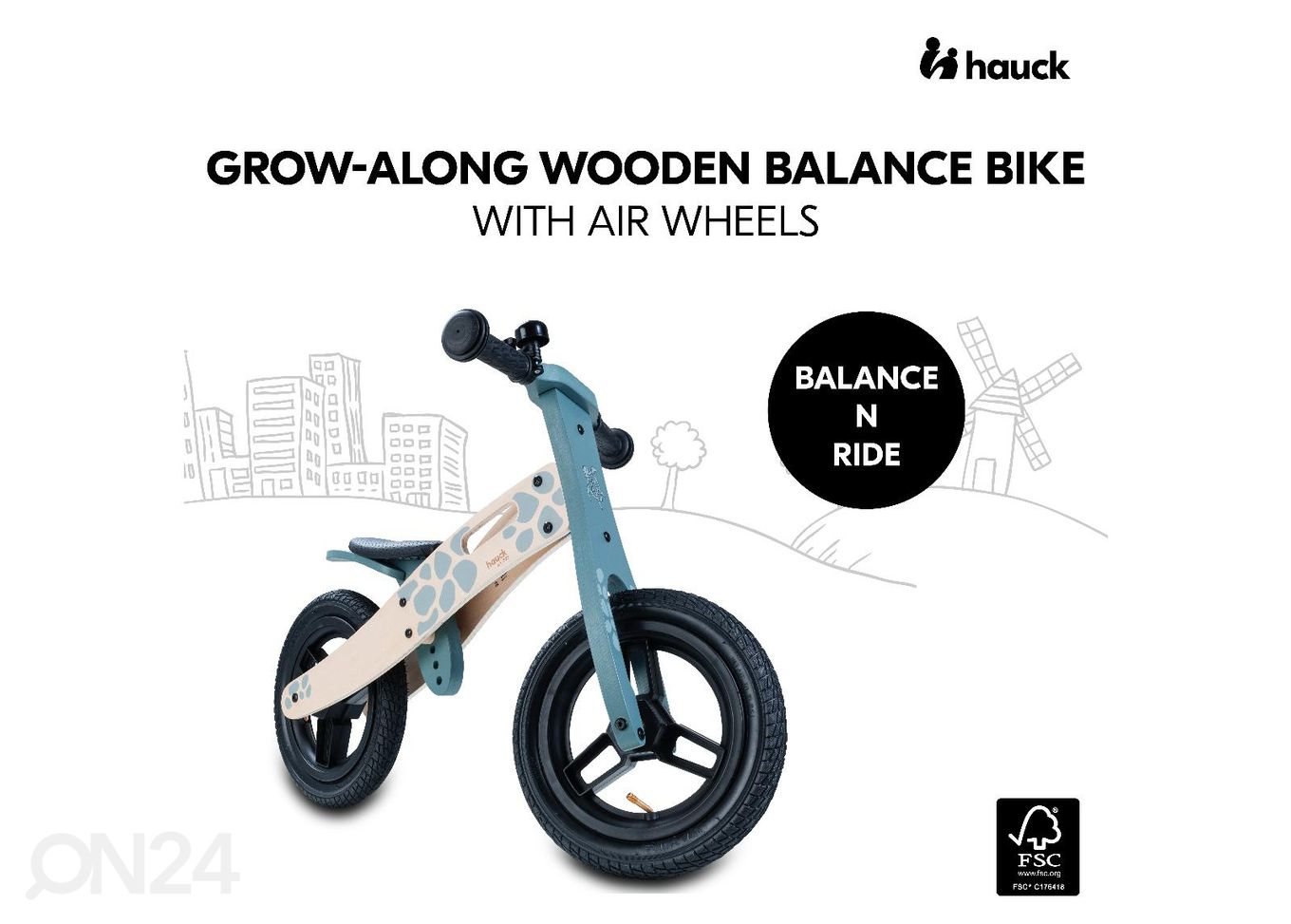 Jooksuratas puidust Hauck Balance N Ride suurendatud