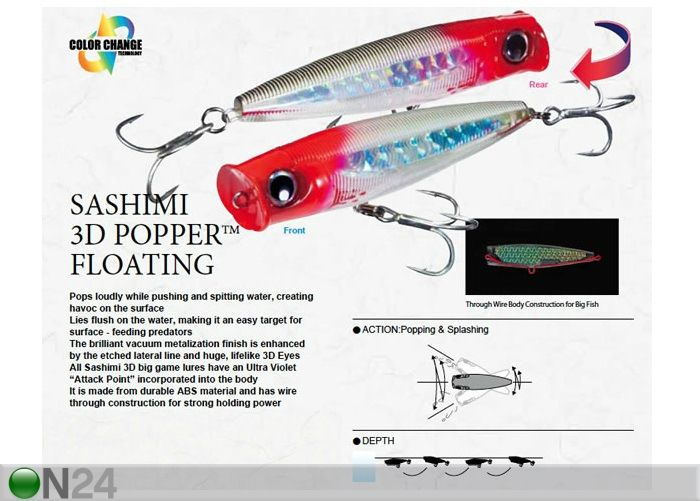 Lant Yo-Zuri Sashimi 3D Popper 90 mm suurendatud