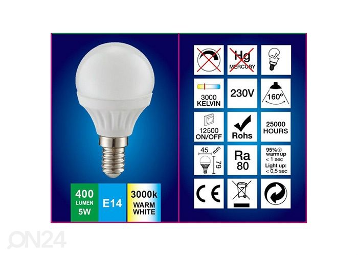 LED pirn E14 5 W suurendatud
