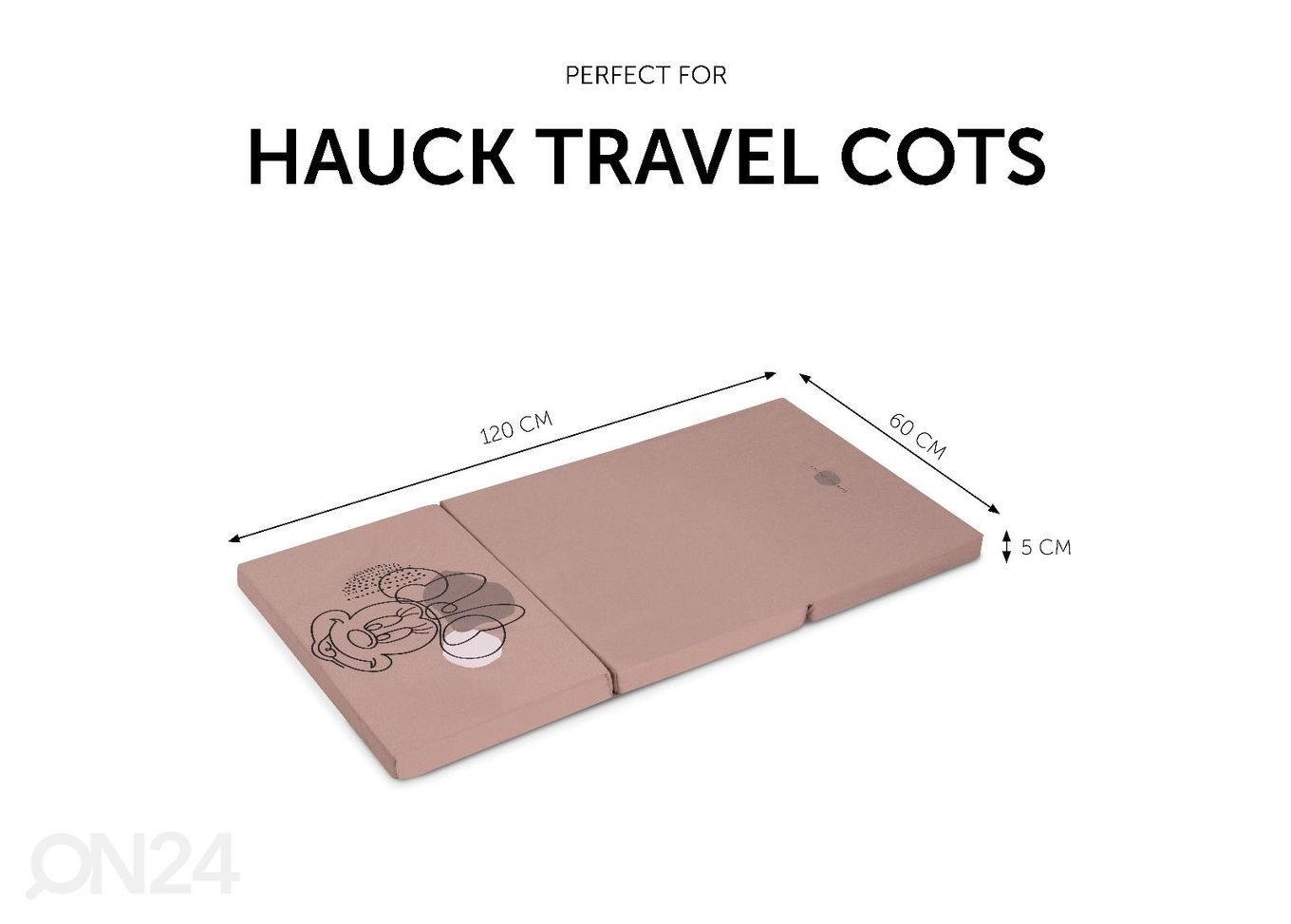Reisivoodi madrats 60x120 cm Hauck Sleeper Minnie Mouse roosa suurendatud