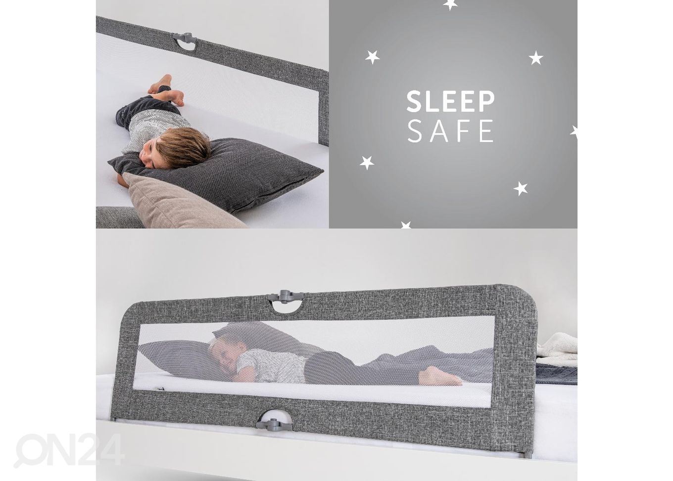 Voodipiire 150 cm Hauck Essential Sleep N Safe Plus XL Melange hall suurendatud