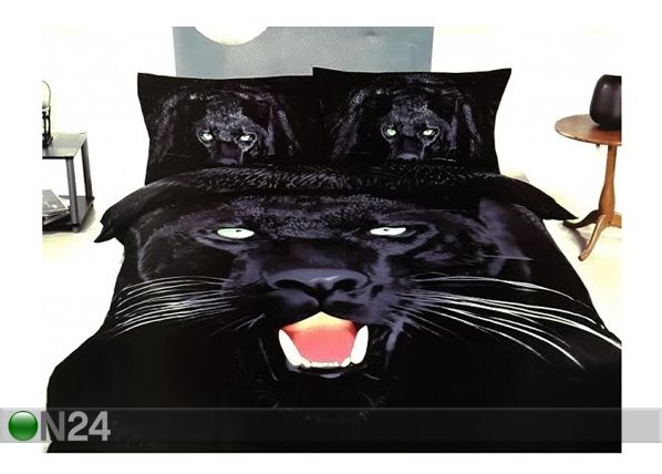 6-osaline 3D voodipesukomplekt Must kiskja