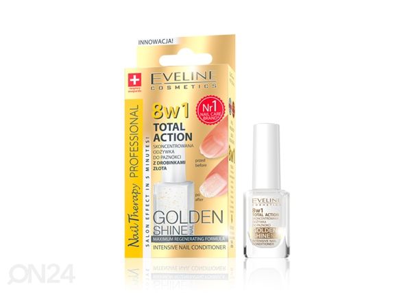 8in1 küünehoolduslakk kuldse läikega Nail Therapy Eveline Cosmetics 12ml