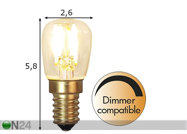 Dekoratiivne LED pirn E14 (1,4W) mõõdud