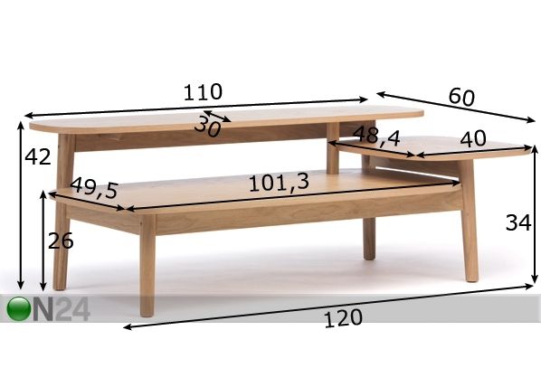 Diivanilaud Eichberg Coffee Table mõõdud