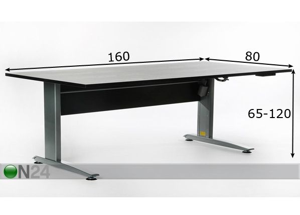 Elektriliselt reguleeritava kõrgusega laud 160x80 cm mõõdud