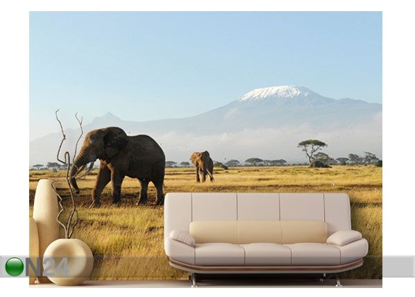 Fototapeet Kilimanjaro elephants 400x280 cm