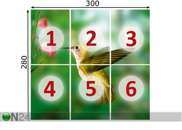 Fototapeet Yellow hummingbird 300x280 cm mõõdud