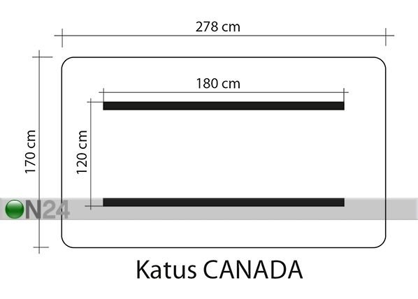 Kiigekatus Canada 170x278 cm mõõdud