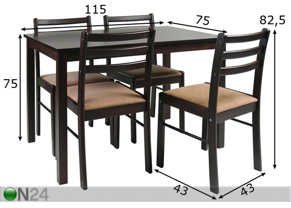 Komplekt laud+4 tooli New Starter mõõdud
