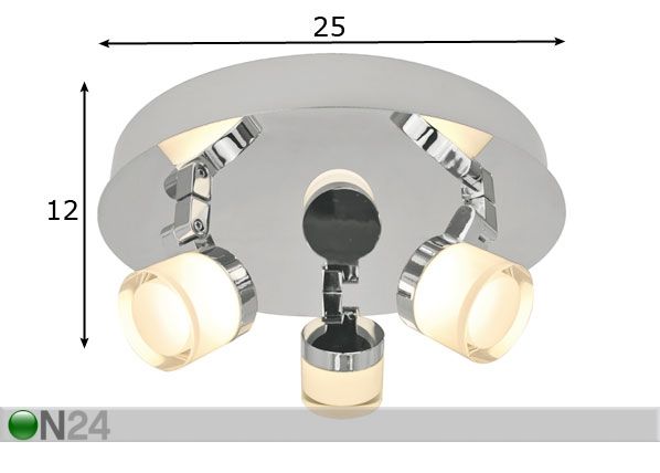 Laevalgusti Aqua 3 LED mõõdud