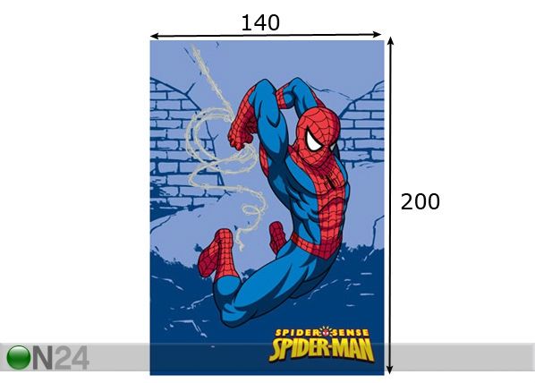 Lastevaip Spiderman 140x200cm mõõdud