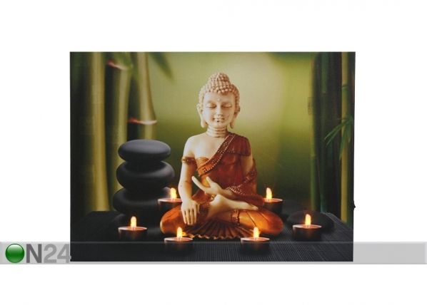 LED pilt Buddha & Tealights 30x40 cm