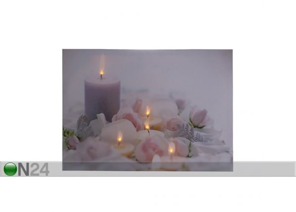 LED pilt Candles & Rose Blossom 30x40 cm