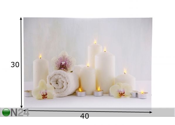 LED pilt Candles & Towels 30x40 cm mõõdud