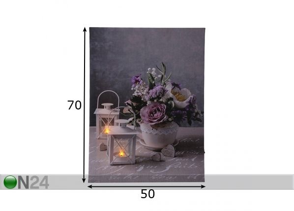 LED pilt Flower Bouquet 50x70 cm mõõdud