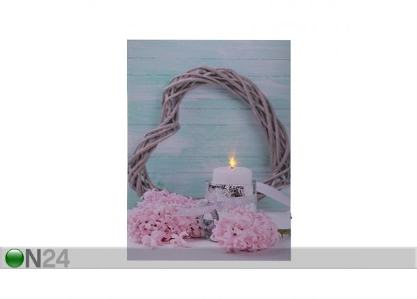 LED pilt Heart & Candle 40x30 cm