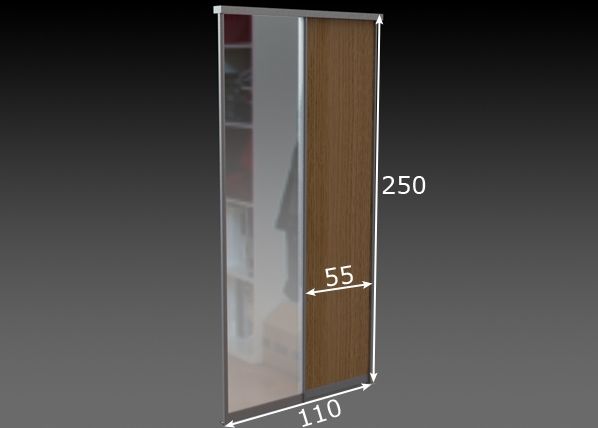 Liuguksed Prestige, 1 peegel ja 1 melamiin uks 110x250 cm mõõdud