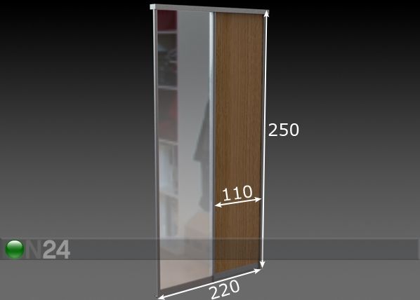 Liuguksed Prestige, 1 peegel ja 1 melamiin uks 220x250 cm mõõdud