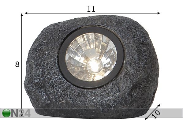 Päikesepaneeliga kivi Spotlight mõõdud