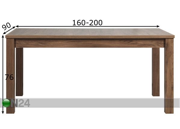 Pikendatav söögilaud 90x160-200 cm mõõdud